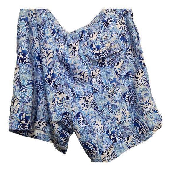 Bertigo swim trunks mens size large blue white print drawstring beach beachy - Picture 2 of 9